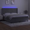 Cama Box Spring Colchón Y Led Terciopelo Gris Claro 160x200 Cm