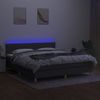 Cama Box Spring Con Colchón Y Led Tela Gris Oscuro 180x200 Cm