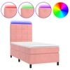 Cama Box Spring Colchón Y Led Terciopelo Rosa 100x200 Cm