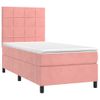 Cama Box Spring Colchón Y Led Terciopelo Rosa 100x200 Cm