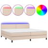 Cama Box Spring Colchón Led Cuero Sintético Capuchino 200x200cm