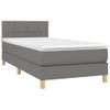 Cama Box Spring Con Colchón Y Led Tela Gris Oscuro 80x200 Cm