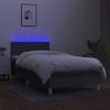 Cama Box Spring Con Colchón Y Led Tela Gris Oscuro 80x200 Cm