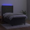 Cama Box Spring Colchón Y Led Terciopelo Gris Oscuro 90x200 Cm