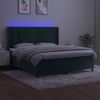 Cama Box Spring Colchón Y Led Terciopelo Verde Oscuro 160x200cm