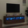 Muebles Tv De Pared Luces Led 2 Unidades Roble Marrón 60x30x40 Cm