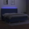 Cama Box Spring Colchón Y Luces Led Tela Azul 200x200 Cm