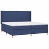 Cama Box Spring Colchón Y Luces Led Tela Azul 200x200 Cm