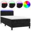 Cama Box Spring Colchón Y Led Terciopelo Negro 90x200 Cm