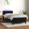 Cama Box Spring Colchón Y Led Terciopelo Negro 90x200 Cm