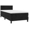 Cama Box Spring Colchón Y Led Terciopelo Negro 90x200 Cm