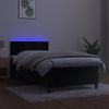 Cama Box Spring Colchón Y Led Terciopelo Negro 90x200 Cm