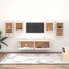 Muebles Para Tv 6 Piezas Madera Maciza De Pino Blanco