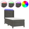 Cama Box Spring Colchón Y Led Terciopelo Gris Oscuro 90x190 Cm