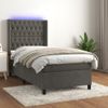 Cama Box Spring Colchón Y Led Terciopelo Gris Oscuro 90x190 Cm