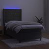 Cama Box Spring Colchón Y Led Terciopelo Gris Oscuro 90x190 Cm