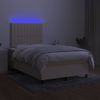 Cama Box Spring Con Colchón Y Led Tela Crema 120x200 Cm