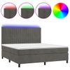 Cama Box Spring Colchón Y Led Terciopelo Gris Oscuro 180x200 Cm