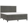 Cama Box Spring Colchón Y Led Terciopelo Gris Oscuro 180x200 Cm