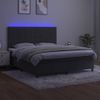 Cama Box Spring Colchón Y Led Terciopelo Gris Oscuro 180x200 Cm