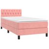 Cama Box Spring Colchón Y Led Terciopelo Rosa 90x200 Cm