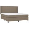 Cama Box Spring Colchón Y Luces Led Tela Gris Taupe 160x200 Cm