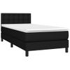 Cama Box Spring Colchón Y Luces Led Tela Negro 90x190 Cm