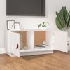 Mueble De Tv De Madera Maciza De Pino Blanco 80x34x40 Cm