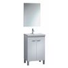 Mueble Lavabo De Baño-aseo Pequeño Con Espejo Incluido Y Lavamanos Cerámico, 2 Puertas Color Blanco Brillo 50 Ancho X 80 Alto X 40 Profundidad