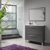 Mueble De Baño O Aseo Con Espejo Y Marco A Juego Incluido Puertas Abatibles Y Cierre Amortiguado Color Gris Ceniza 80x80x45cm Lavamanos Incluido