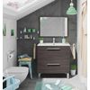 Mueble De Baño O Aseo Con Espejo Y Marco A Juego Incluido Puertas Abatibles Y Cierre Amortiguado Color Gris Ceniza 80x80x45cm Lavamanos Incluido