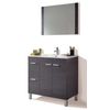 Mueble Para Baño O Aseo Con Espejo 2 Puertas Y 2 Cajones Con Lavamanos Cerámico Color Gris Ceniza 80x80x45 Cm