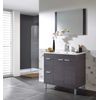 Mueble Para Baño O Aseo Con Espejo 2 Puertas Y 2 Cajones Con Lavamanos Cerámico Color Gris Ceniza 80x80x45 Cm