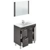 Mueble Para Baño O Aseo Con Espejo 2 Puertas Y 2 Cajones Con Lavamanos De Pmma Color Gris Ceniza 80x80x45 Cm