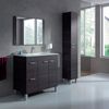 Pack Conjunto De Baño Mueble Con Espejo A Juego Lavamanos Cerámico + Columna Color Gris Ceniza