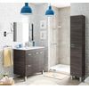 Pack Conjunto De Baño Mueble Con Espejo A Juego Lavamanos Cerámico + Columna Color Gris Ceniza