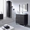 Pack Conjunto De Baño Mueble Con Espejo A Juego Lavamanos Cerámico + Columna Color Gris Ceniza