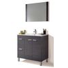 Pack Conjunto De Baño Mueble Con Espejo A Juego Lavamanos Cerámico + Columna Color Gris Ceniza