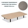 Base Tapizada 80x200 Cm, 5 Refuerzos Transversales, Tubo 40x30 Mm, Tejido 3d Transpirable, 6cm Grosor. Color Beige. 6 Patas Incluidas