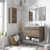 Mueble Lavabo Suspendido Que Incluye Espejo Mueble Baño De Dos Puertas Y Hueco Abierto 80x45x64 Cm Con Lavamanos Pmma