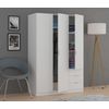 Armario Dormitorio Color Blanco 3 Puertas 3 Cajones Con Estantes Y Barra 121x52x180 Cm