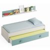 Pack Muebles Dormitorio Juvenil Completo Color Verde Y Blanco Con Somier 90x190 (cama, Estante, Armario, Estantería Y Escritorio)