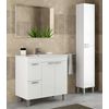 Pack Mobiliario Baño Mueble Con Lavamanos Cerámico Y Columna Color Blanco Brillo