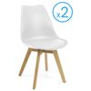 Pack 2 Sillas Nordic Salón Comedor Color Blanco Estilo Moderno Asiento Mueble Patas Madera