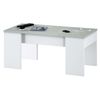 Mesa Centro Elevable Plutón Color Blanco Y Cemento Salón Estilo Moderno 100x50x45 Cm