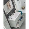 Mueble Baño Y Espejo Plutón 2 Cajones Moderno Color Cemento 80x45x57cm Con Lavabo Cerámico