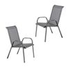 Pack De 2 Sillones Para Exterior Apilables | Aluminio Reforzado Color Antracita | Textilene Color Plata Y Negro  | Tamaño: 57x74x96,5 Cm