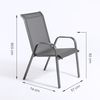 Pack De 2 Sillones Para Exterior Apilables | Aluminio Reforzado Color Antracita | Textilene Color Plata Y Negro  | Tamaño: 57x74x96,5 Cm