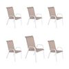 Pack 6 Sillones De Terraza Apilable, Tamaño: 57x74x96,5 Cm, Aluminio Reforzado Color Blanco Y Textilene Liso De Color Gris