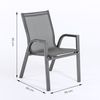 Pack De 2 Sillones Apilables De Terraza | Aluminio Reforzado Color Antracita Y Textilene Plata Y Negro | Tamaño: 56x66x90 Cm